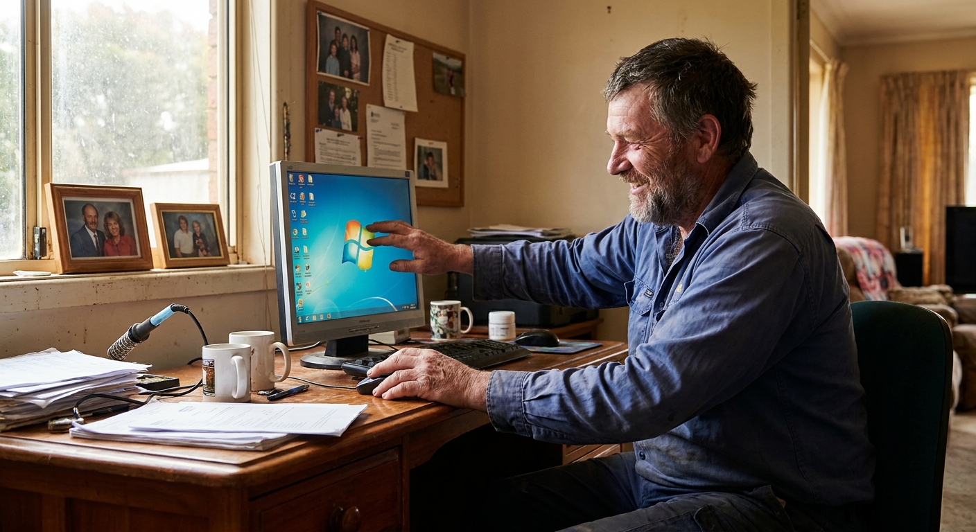 Computer repairs in Risdon 7017 — a local resident at home, relieved their computer is working again after a fast repair