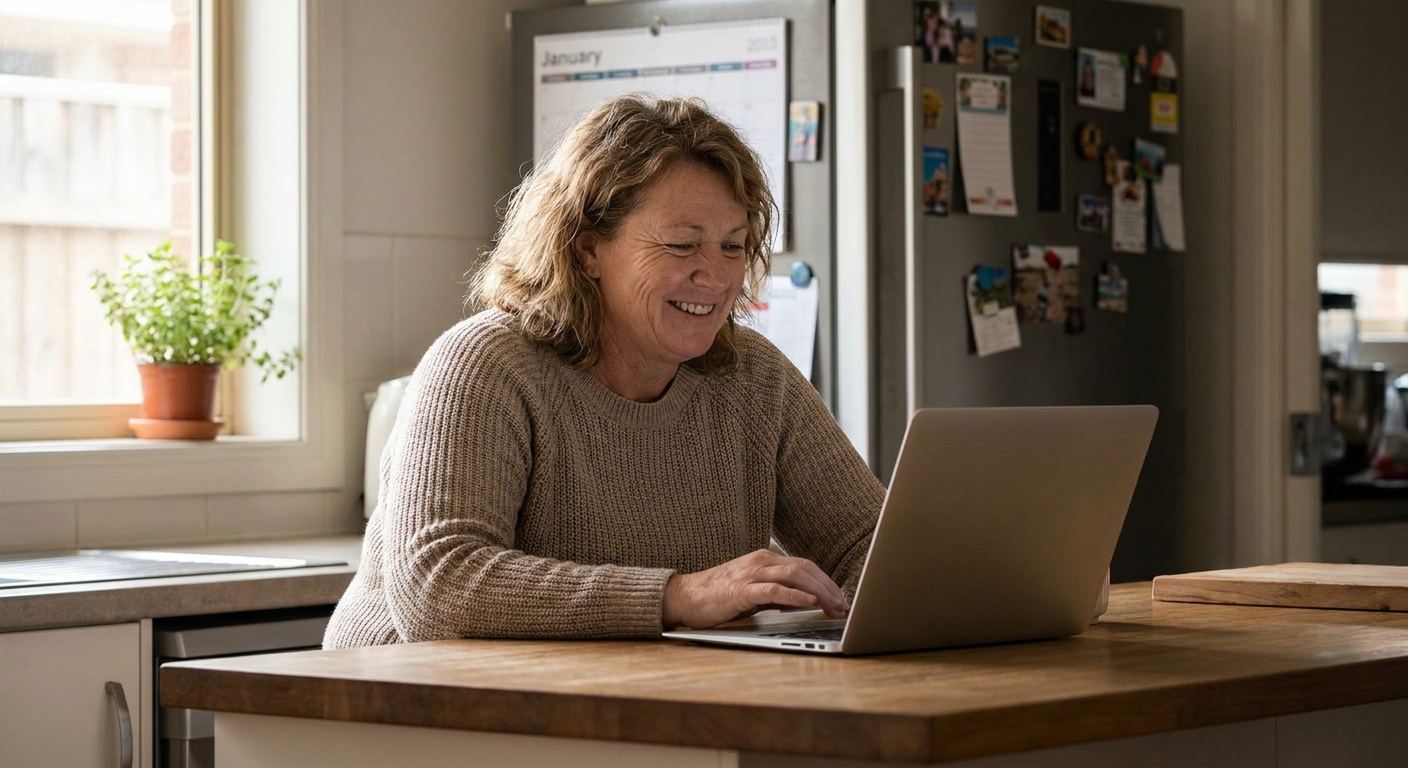 Computer repairs in Templestowe Lower 3107 — a local resident at home, relieved their computer is working again after a fast repair