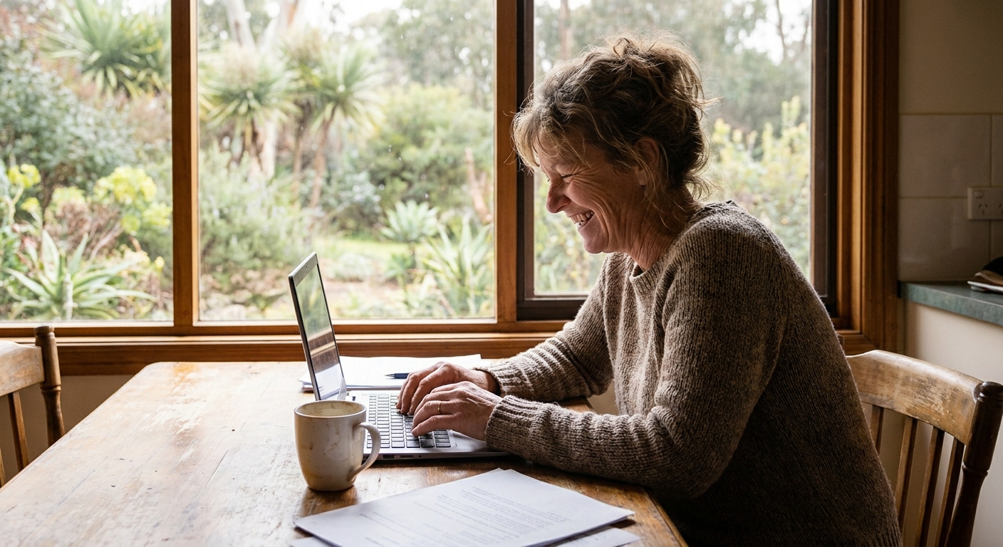 Computer repairs in Wandin East 3139 — a local resident at home, relieved their computer is working again after a fast repair