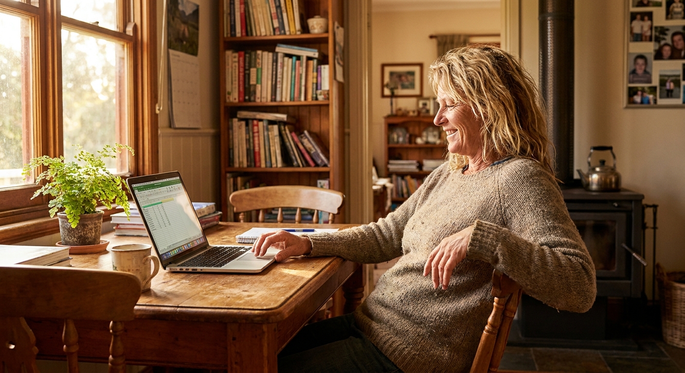Computer repairs in Warburton 3799 — a local resident at home, relieved their computer is working again after a fast repair