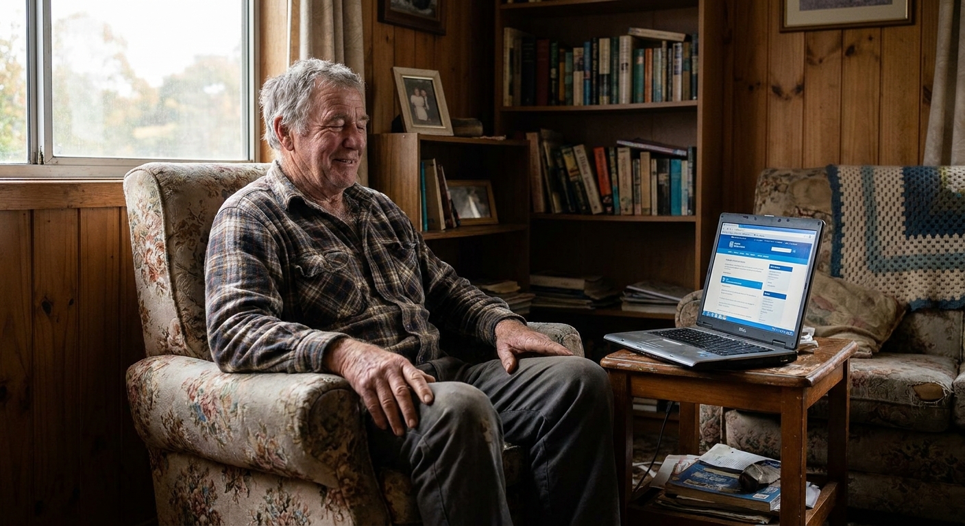 Computer repairs in Warrane 7018 — a local resident at home, relieved their computer is working again after a fast repair