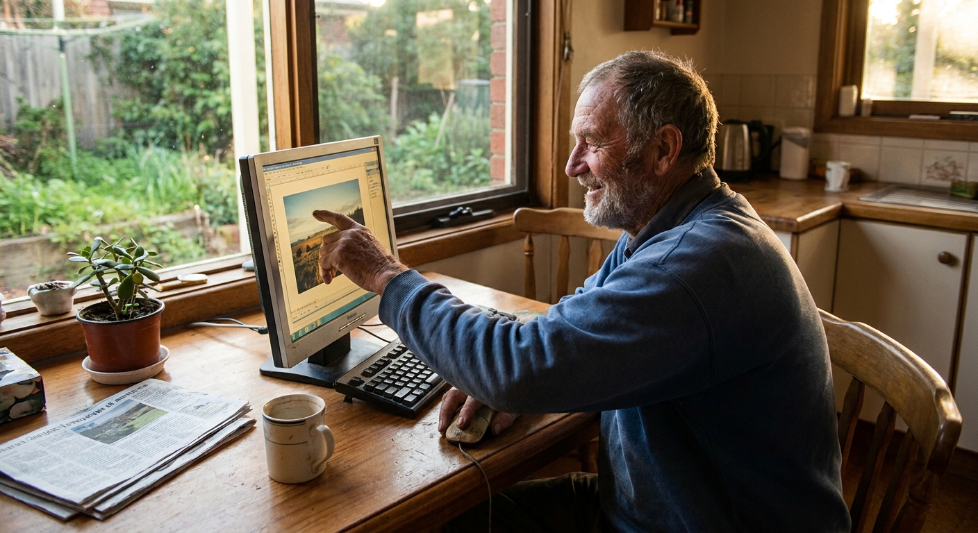 Computer repairs in Wesburn 3799 — a local resident at home, relieved their computer is working again after a fast repair