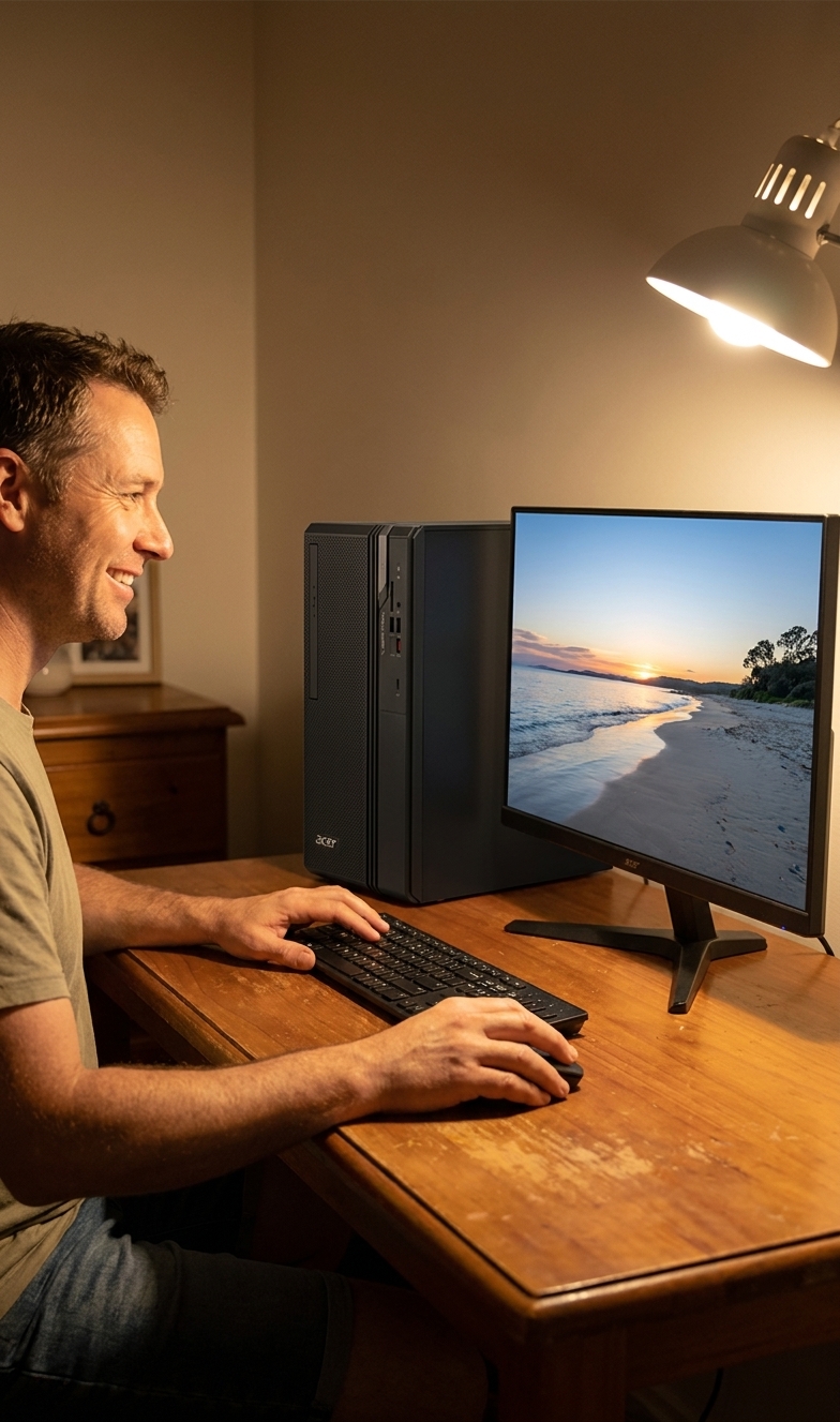 Acer Aspire TC 1760 repair - the actual Acer Aspire TC 1760 at home, owner using it and running smoothly