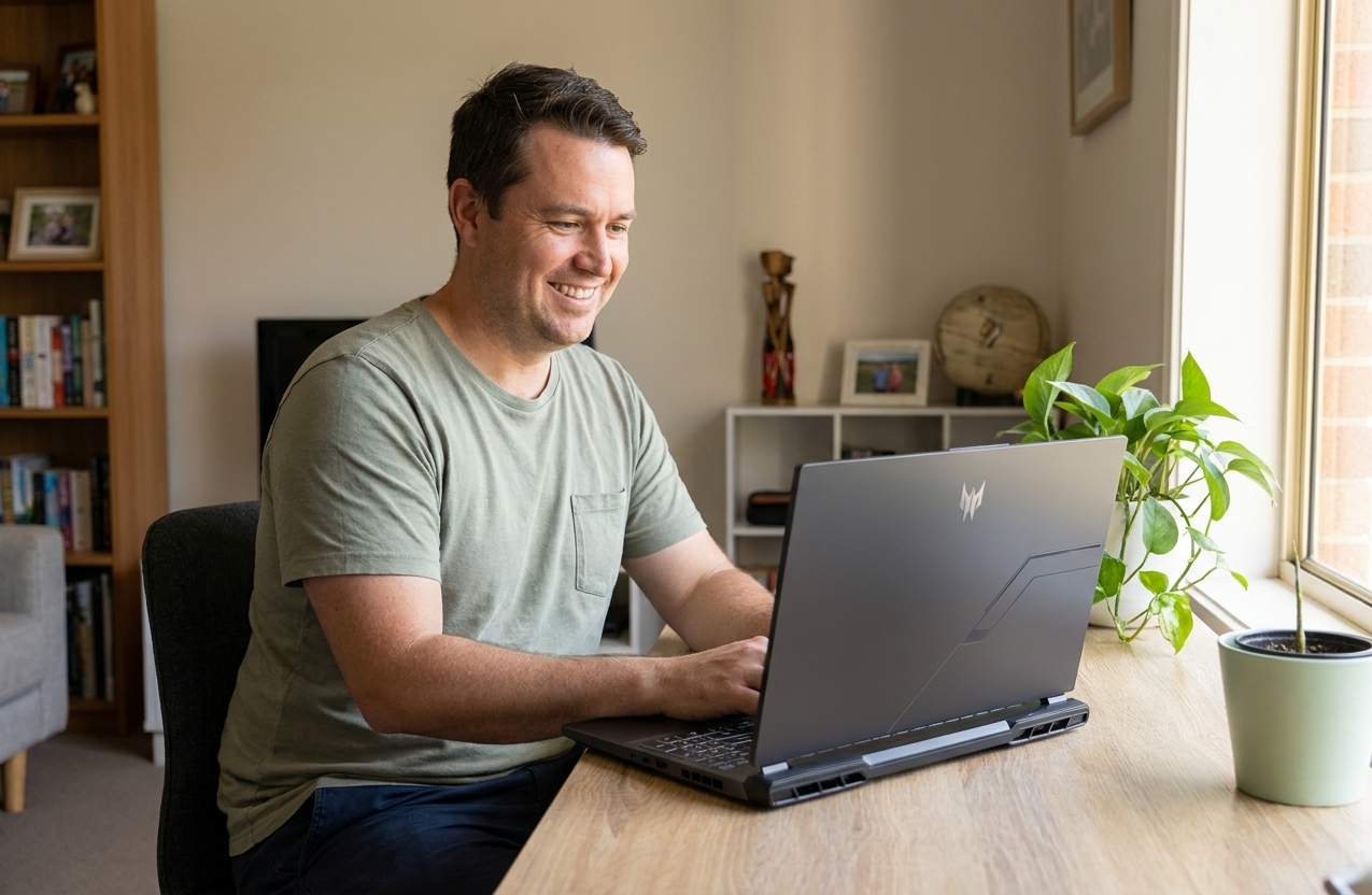 Acer Nitro V 16 repair - the actual Acer Nitro V 16 at home, owner using it and running smoothly