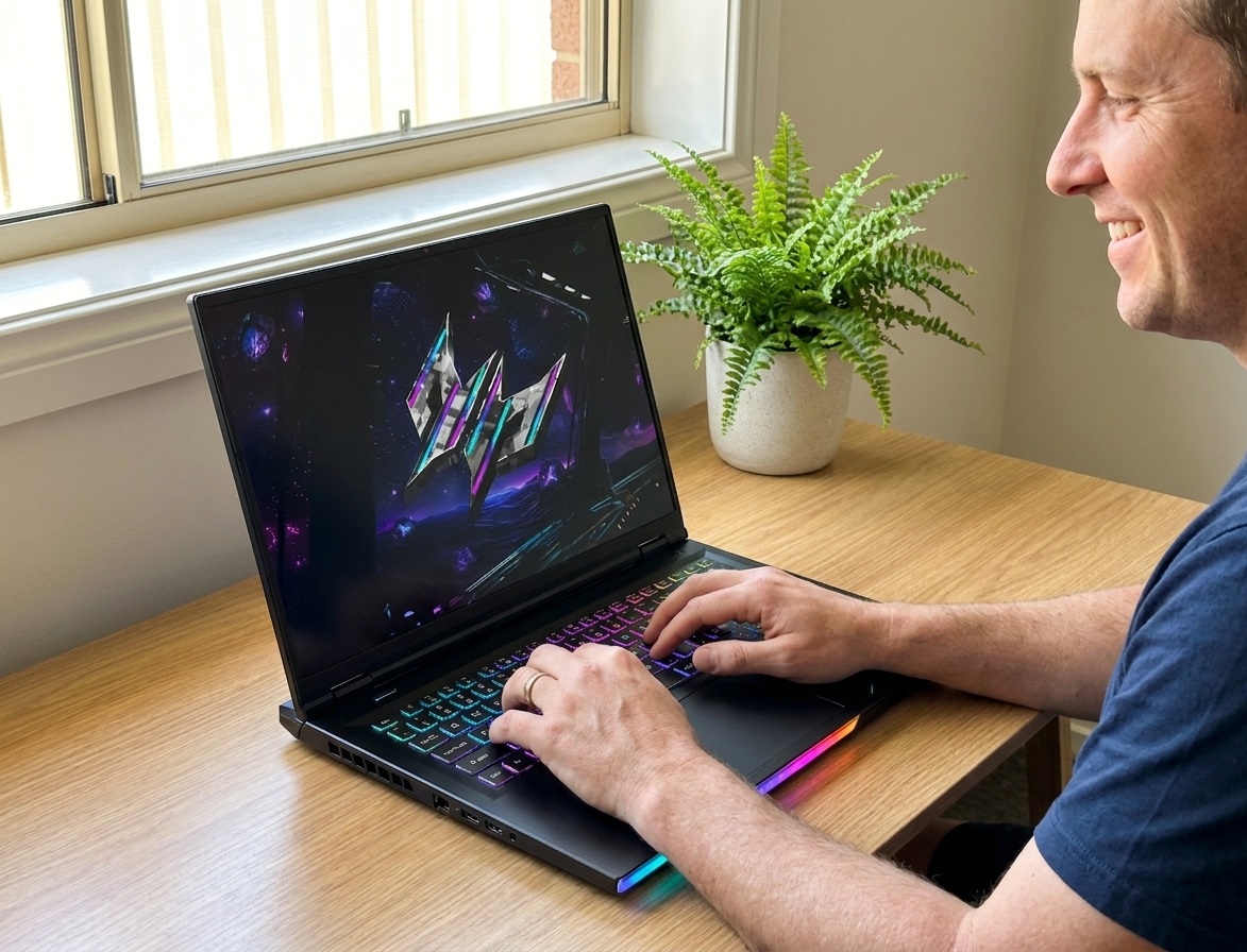 Acer Predator Helios Neo 16 repair - the actual Acer Predator Helios Neo 16 at home, owner using it and running smoothly