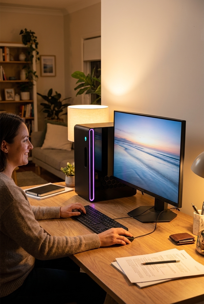 Alienware Aurora R10 repair - the actual Alienware Aurora R10 at home, owner using it and running smoothly