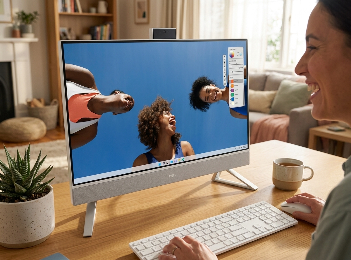 Dell Inspiron 24 All-in-One repair - the actual Dell Inspiron 24 All-in-One all-in-one at home, owner seated using it