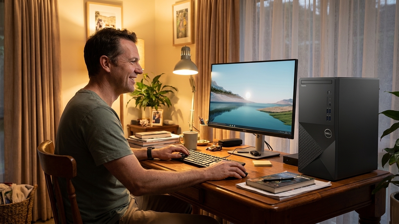 Dell Vostro Desktop 3681 repair - the actual Dell Vostro Desktop 3681 at home, owner using it and running smoothly