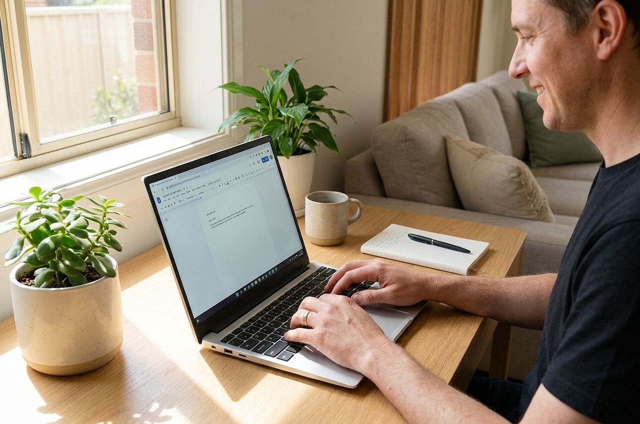 Framework Laptop repair - the actual Framework Laptop at home, owner using it and running smoothly