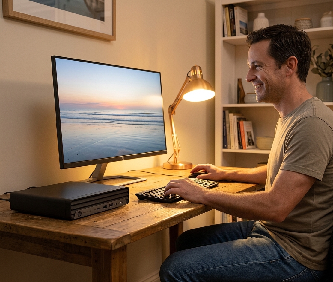 HP Prodesk 405 G8 repair - the actual HP Prodesk 405 G8 at home, owner using it and running smoothly