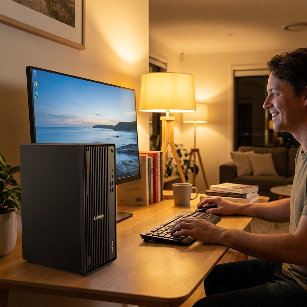 Lenovo Thinkcentre M70s repair - the actual Lenovo Thinkcentre M70s at home, owner using it and running smoothly