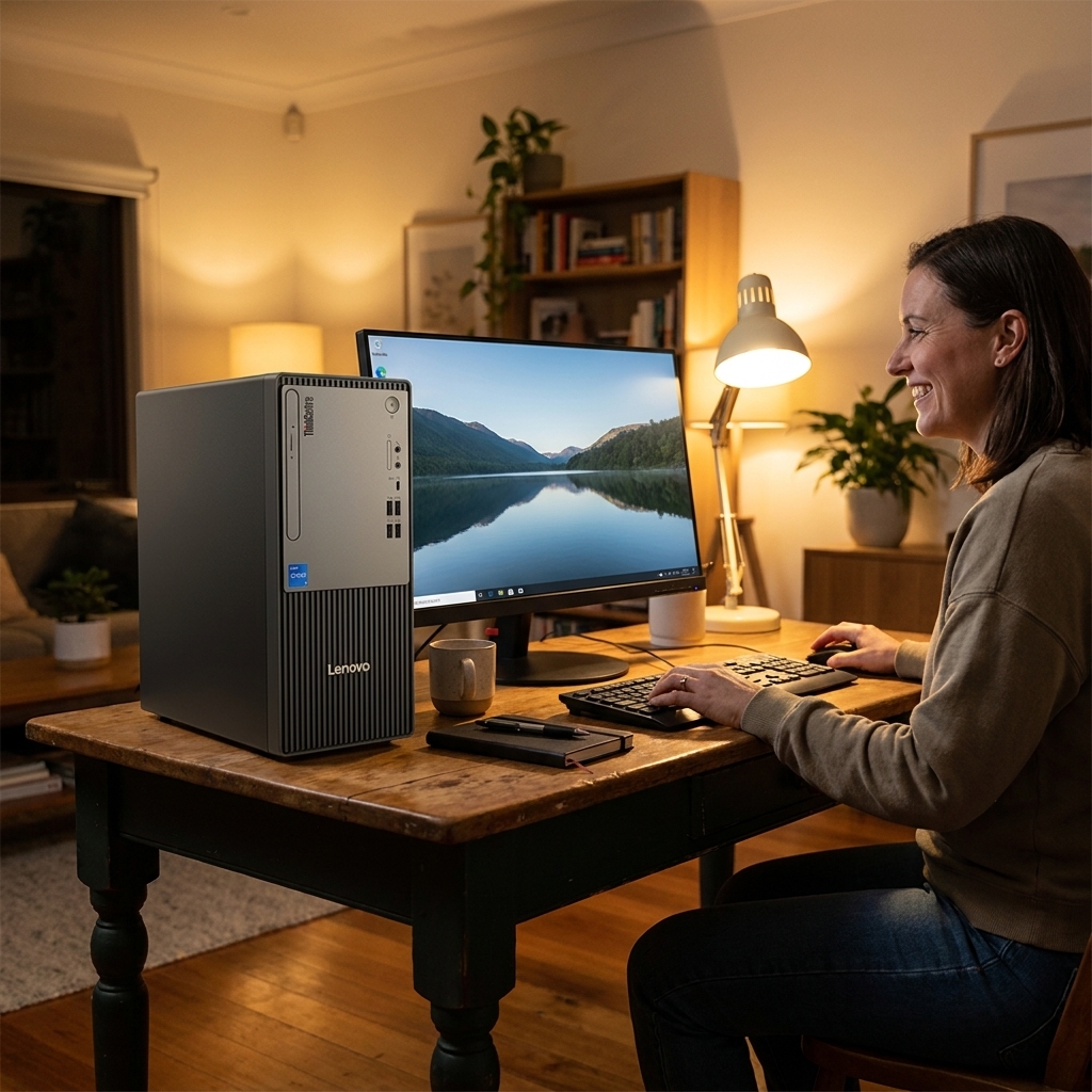 Lenovo Thinkcentre Neo 50t repair - the actual Lenovo Thinkcentre Neo 50t at home, owner using it and running smoothly