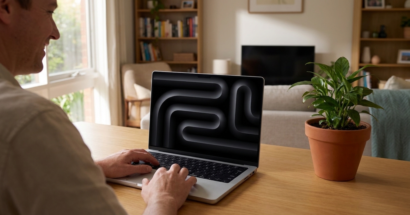 Macbook Pro 13 Inch Touchbar repair - the actual Macbook Pro 13 Inch Touchbar at home, owner using it and running smoothly