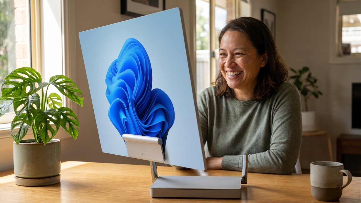 Microsoft Surface Studio 2 Plus repair - the actual Microsoft Surface Studio 2 Plus at home, owner using it and running smoothly
