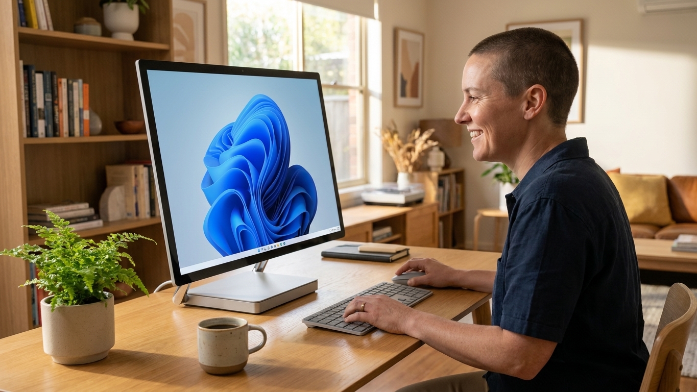 Microsoft Surface Studio 2 repair - the actual Microsoft Surface Studio 2 at home, owner using it and running smoothly