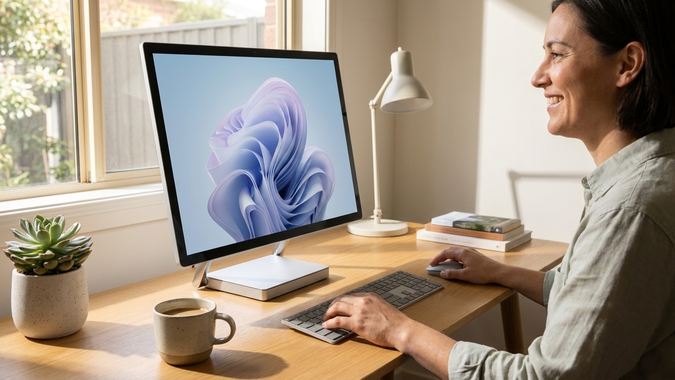 Microsoft Surface Studio repair - the actual Microsoft Surface Studio at home, owner using it and running smoothly