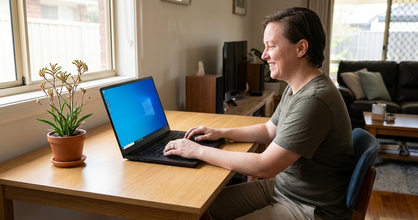 Razer Blade 14 repair - the actual Razer Blade 14 at home, owner using it and running smoothly