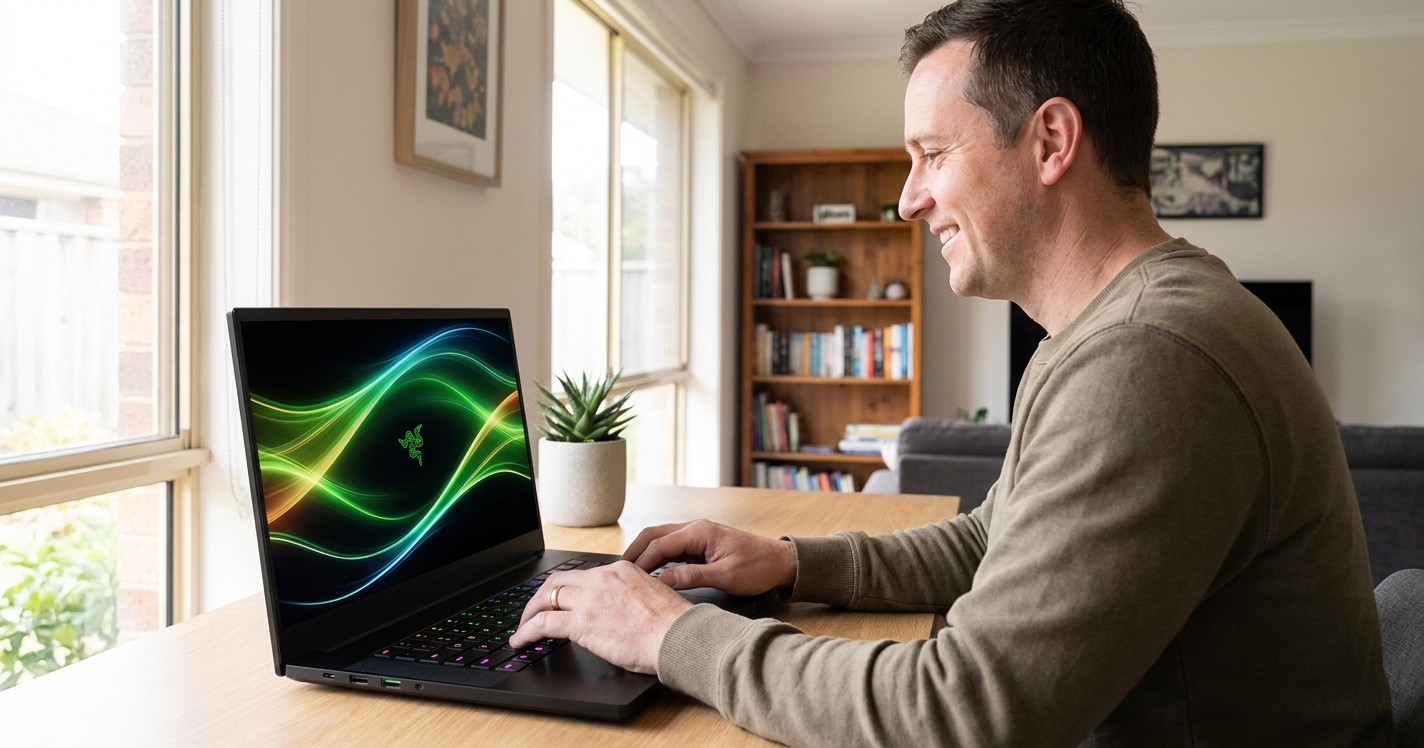 Razer Blade 16 repair - the actual Razer Blade 16 at home, owner using it and running smoothly