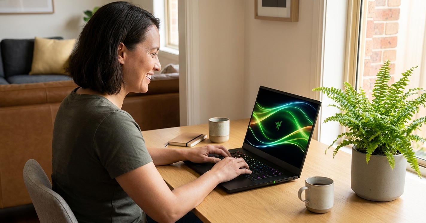 Razer Blade 18 repair - the actual Razer Blade 18 at home, owner using it and running smoothly